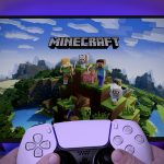 Kid playing Minecraft with Playstation 5 controller. 24 Jun, 2021, Sao Paulo, Brazil