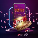Podium,With,Smartphone,,Casino,Slot,Machine,,Casino,Roulette,,Poker,Chips