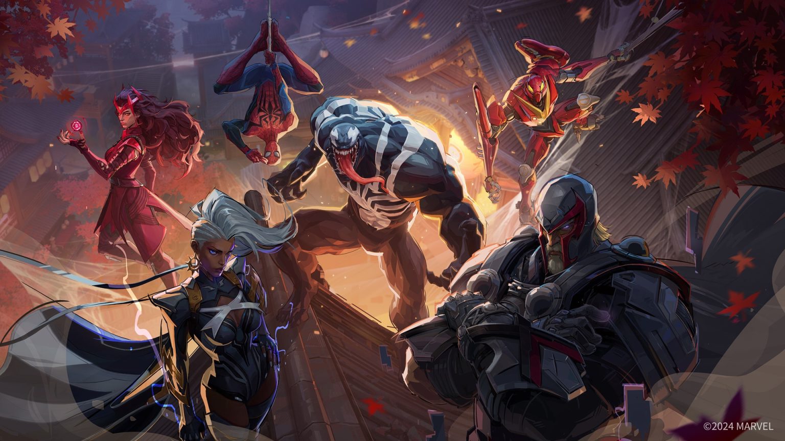 Venom and several other heroes in Marvel Rivals art