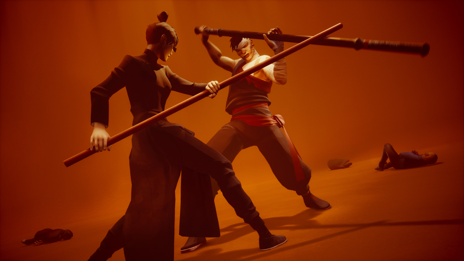 The main character fighting an enemy in Sifu