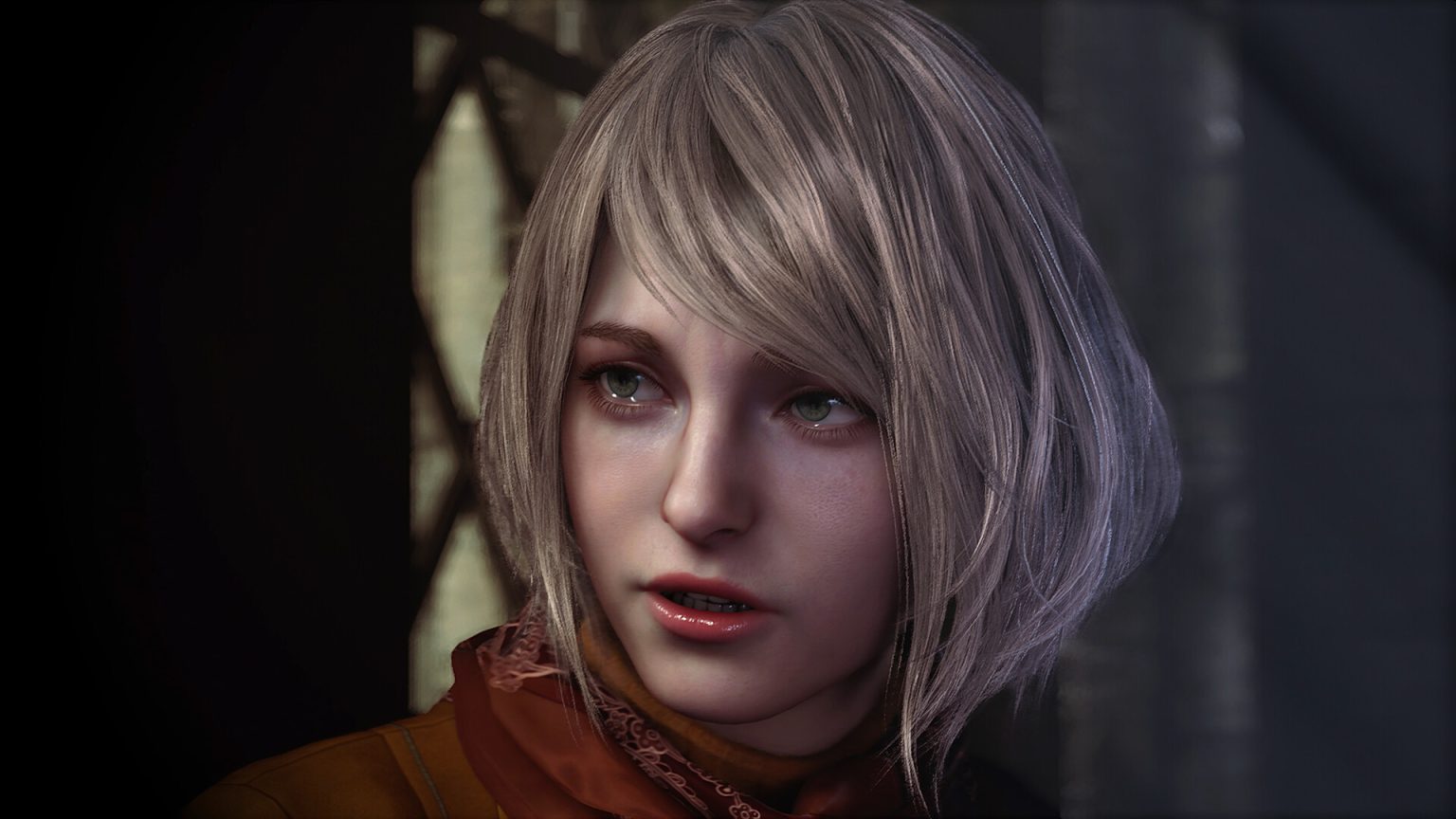A close-up of Ashley's face in Resident Evil 4