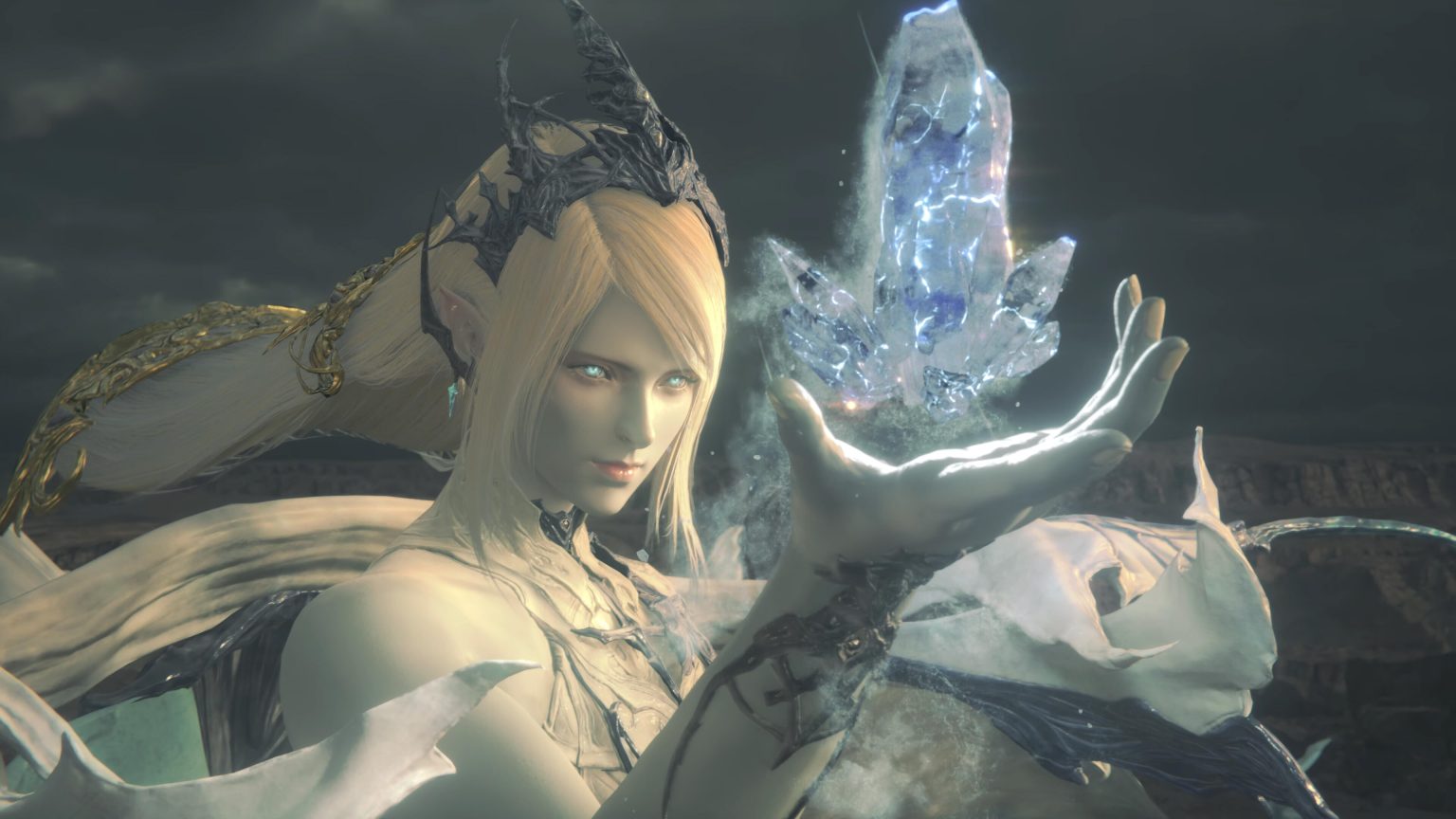 Shiva creating ice in her hand in Final Fantasy XVI