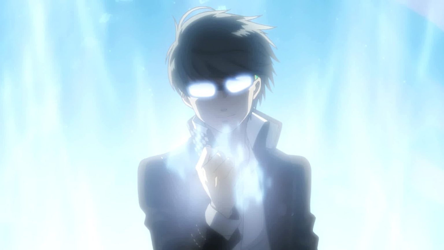 The main character of Persona 4 in an anime cutscene
