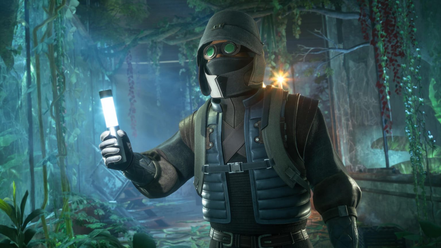 A character holding a glowstick in Dune: Awakening