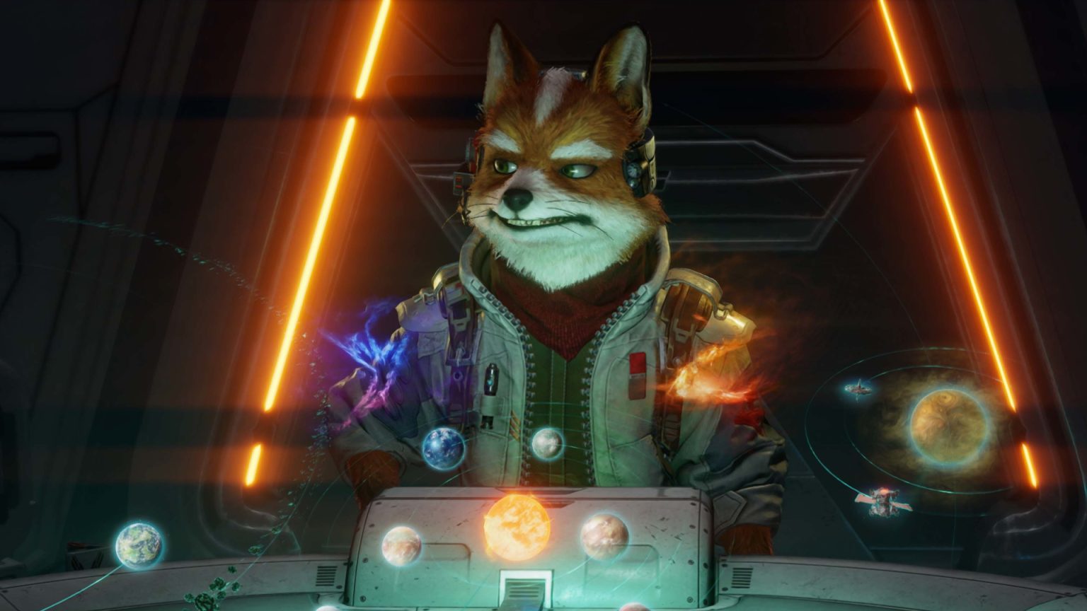 Fox looking at a table of planets in Star Fox