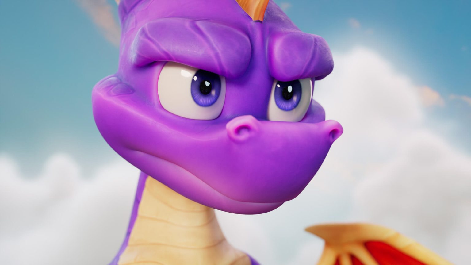 A close-up of Spyro the Dragon